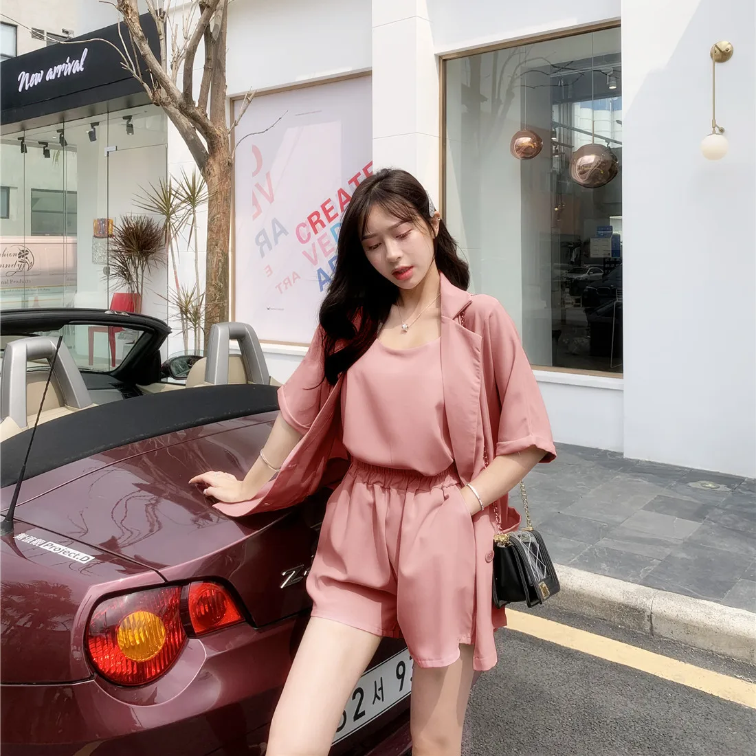 2019 новые женские комплекты весна лето 3 шт костюмы блейзеры + камзол Шорты