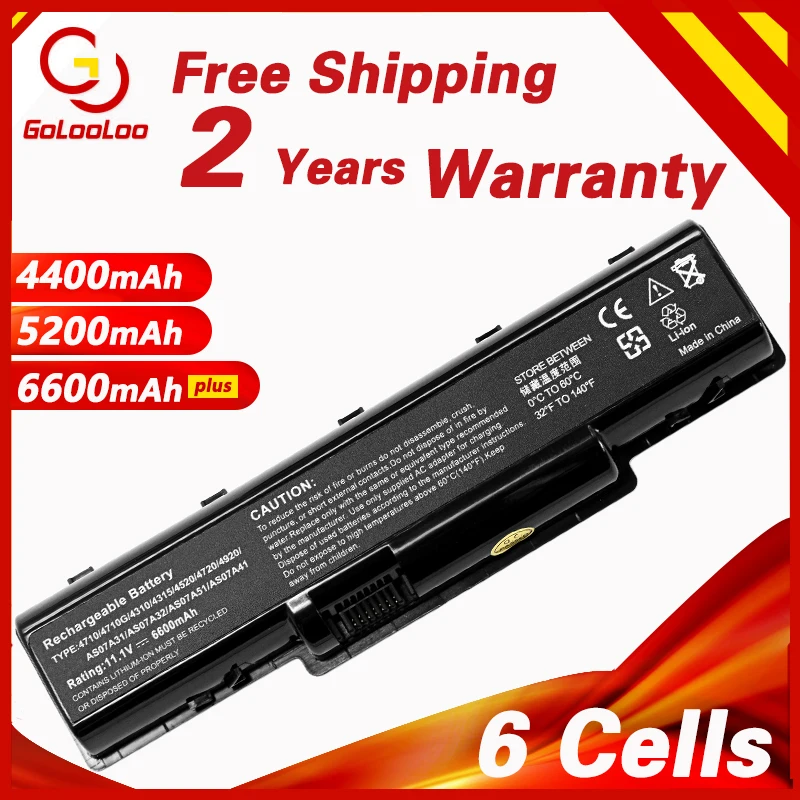 Аккумулятор Golooloo AS07A31 AS07A51 для ноутбука Acer Aspire 5542G 5740G 4710 4535G 4730Z 4920G 5536G 7715Z EMACHINE D525 D725
