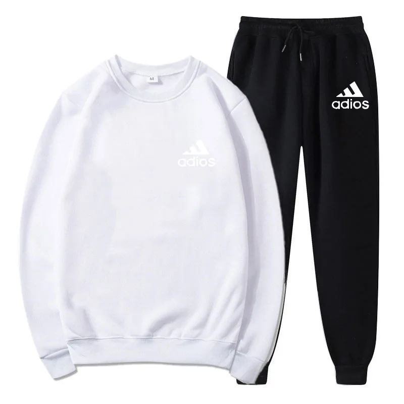 

New Men Leisure O Collar Tracksuit Sweatshirt Fleece Hoodie+Sweat Pants Jogging Homme Pullover 3XL Sporting Fashion Suit Male