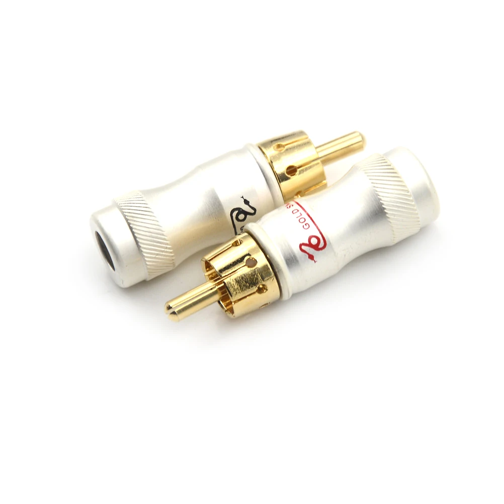 4 шт./лот сделай сам золотой штекер RCA Hi Fi позолоченный аудиокабель аудиоразъем