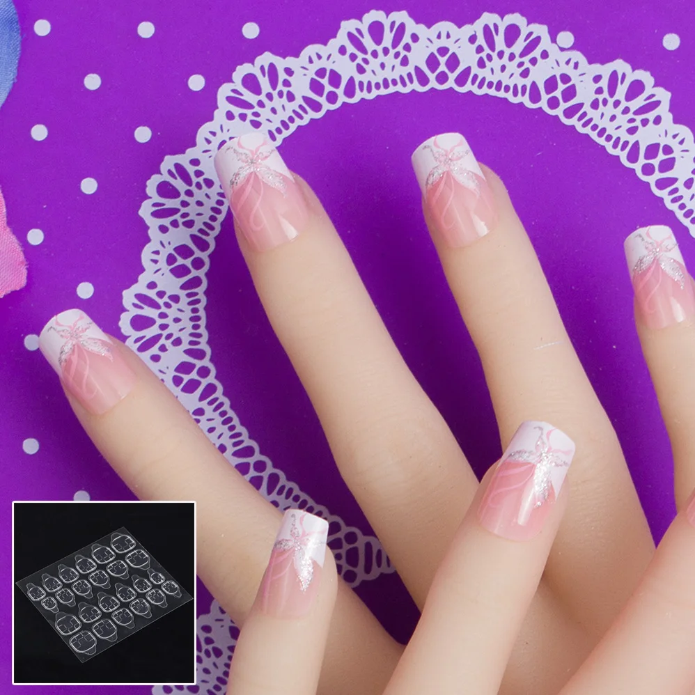 JQ 24 шт./компл. накладные ногти для дизайна ногтей с клейкой лентой полное покрытие