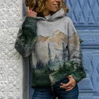 Свитшот женский с длинным рукавом, винтажный пуловер с принтом гор, уличная одежда оверсайз, верхняя одежда, большие размеры, осень