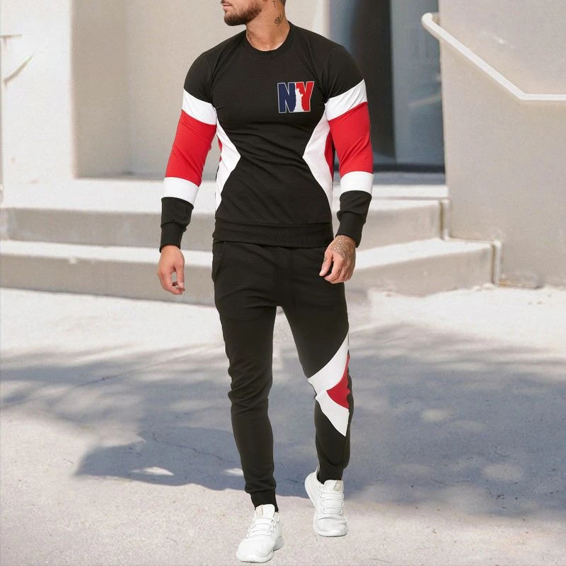 

Новинка 2021, мужской свитер из двух частей, мужской повседневный спортивный костюм, Мужская одежда, спортивный костюм, мужской модный компле...