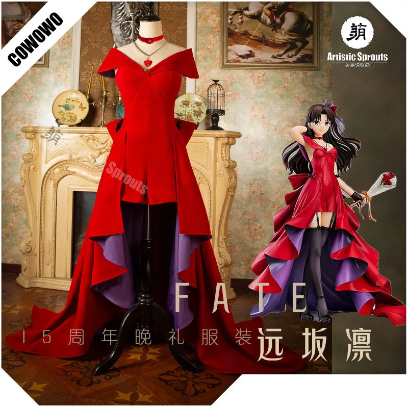

Anime! Fate/stay Night Tohsaka Rin 15th Anniversary Evening Dress Gorgeous Uniform Cosplay Costume Halloween Suit Free Shipping