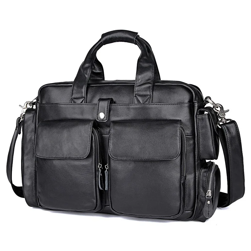 

Nesitu High Quality Vintage Black Coffee Genuine Leather Men's Briefcase Portfolio 15.6'' 14'' Laptop Bag Messenger Bags M7219
