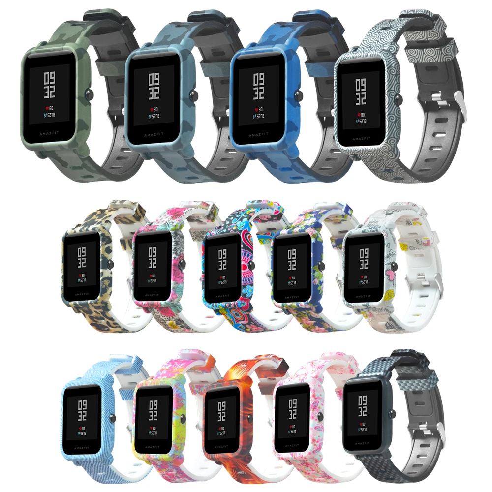 2 в 1 для Amazfit Bip ремешок для часов+ защитный чехол для ПК чехол для часов защитная рамка для Huami Amazfit Bip аксессуары
