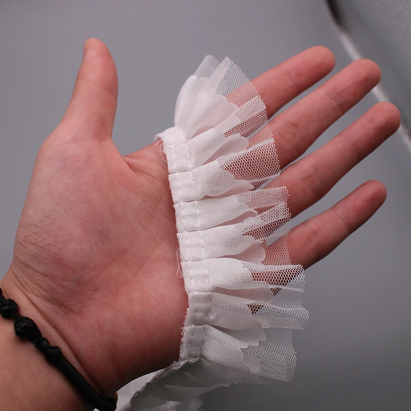 2 ярда белая 2-слойная плиссированная органза швейцарская вуаль кружевная