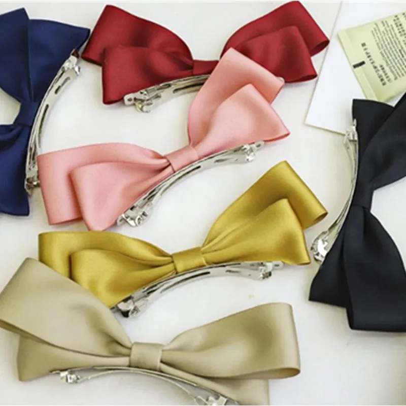 

Girls Hair Accessories Satin Hair Bow Clips Solid Fabric Bow Hairpins Women Ponytail Hair Ornament Bow Hair Clips Hair Barrettes