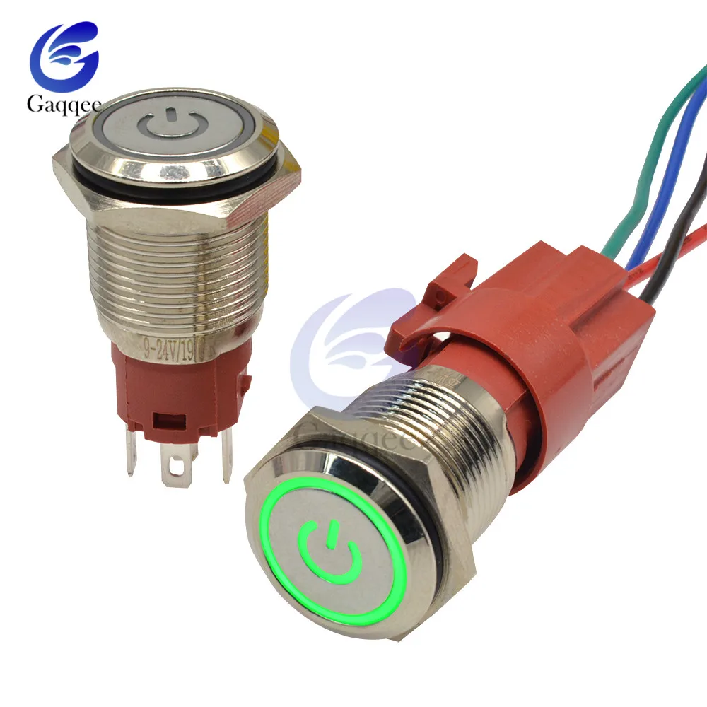 19 мм кольцо/Мощность металлический кнопочный выключатель светодиодный 250V 5A