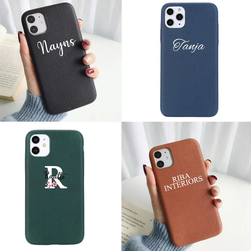 Персональный заказ галька зернистая кожа PU имя логотип фото для iPhone 11 Pro X XR XS Max 6S 7