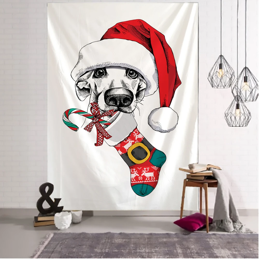 Рождественская шляпа милая кошка и собака рождественское искусство Настенное