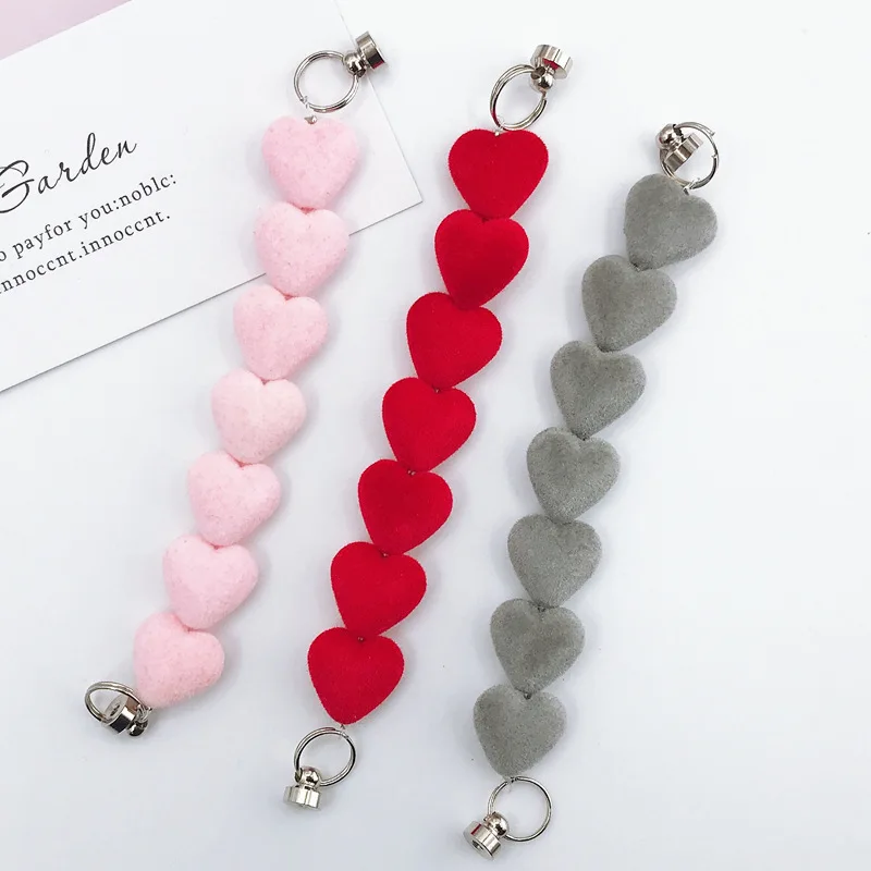 new diy mobile phone case jewelry accessories handmade plush love frosted marble pattern love mobile phone chain free global shipping