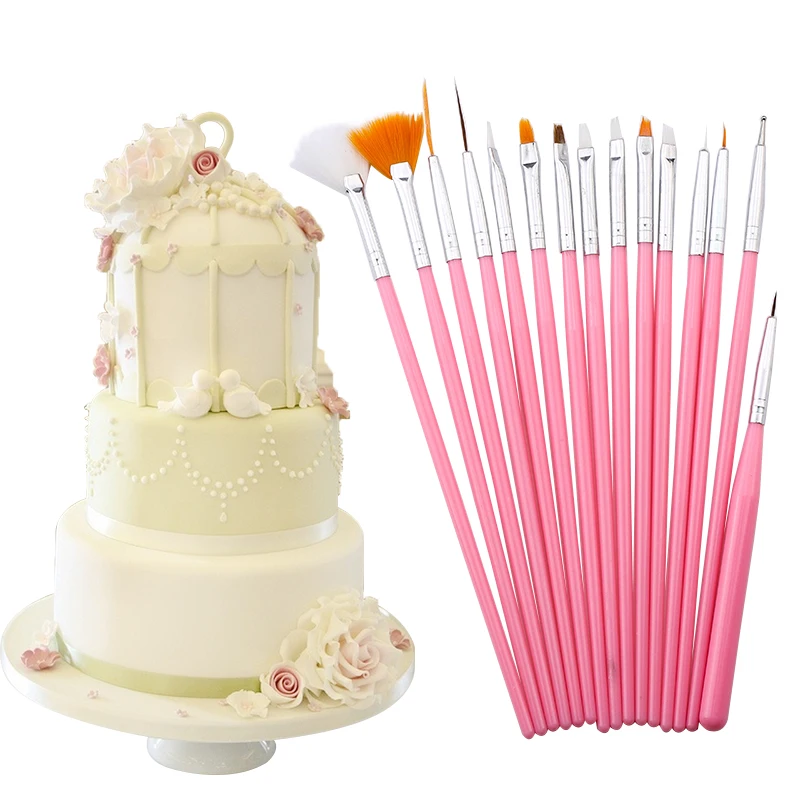 15 шт./компл. Fondant(сахарная) Кисть для смазывания торта своими руками для сладких изделий украшения выпечки Инструменты для декорирования жароустойчивая форма для выпечки Щетка Для Fondant(сахарная) картина