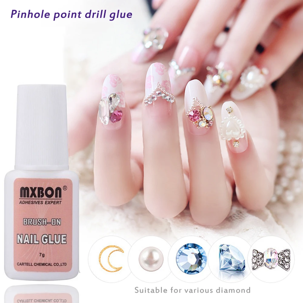 

7g Fast Drying Nail Glue for False Nails Glitter Acrylic Decoration with Brush False Nail Tips Design Faux Ongle Nail Care Tool
