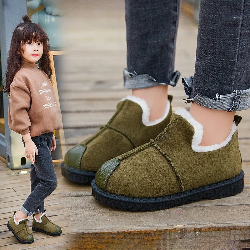 Обувь для больших девочек зимняя Утепленная обувь Теплая Повседневная Детские
