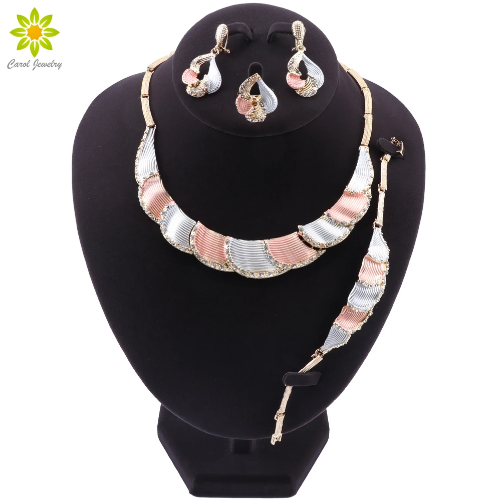 Дубай золотой цвет ожерелье серьги набор бренд нигерийский BridalJewelry наборы модные