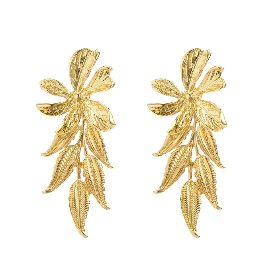 

Fashion cold style flower Maple leaf tassel earring small fragrance style long French alloy earrings for women punk jewelry gift