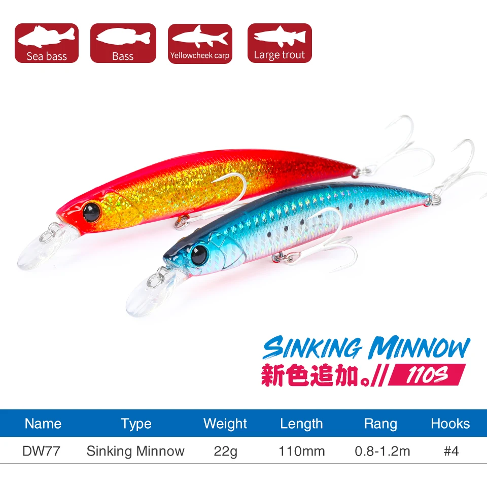 TSURINOYA 110S длинная приманка для ловли в соленой воде DW77 110 мм 22 г большая форель Щука