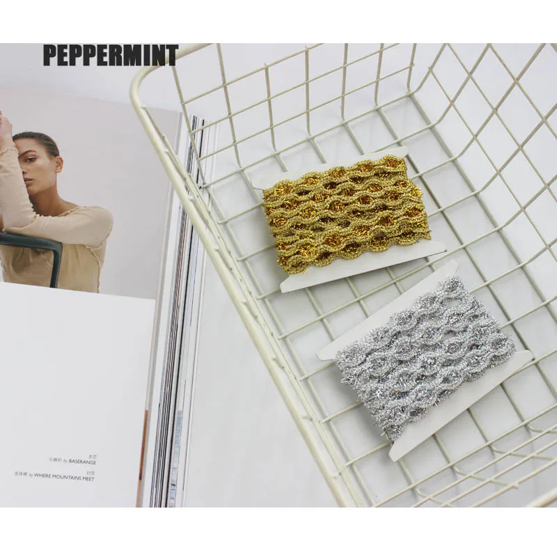 3 ярда 1 5 см блестящая тесьма жаккардовая металлическая кружевная Золотая тканая