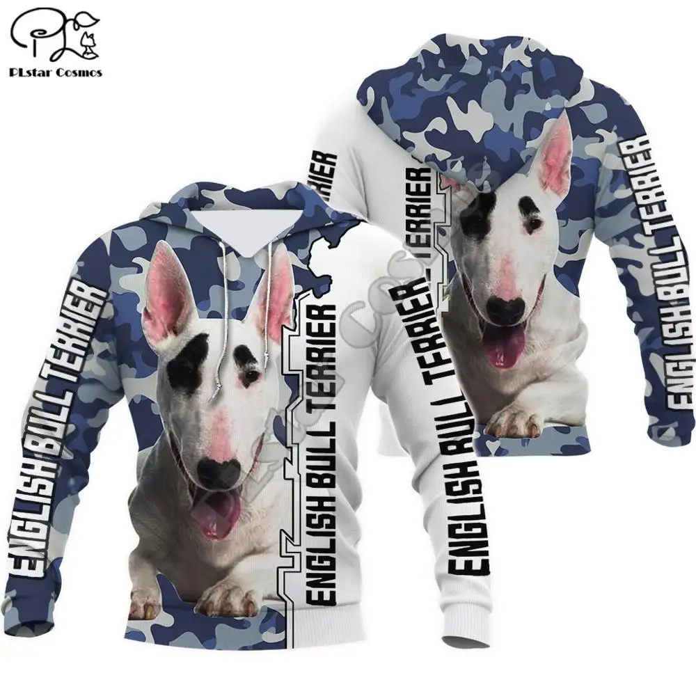 Мужская толстовка на молнии wo с длинным рукавом и 3D принтом Бультерьера свитшот