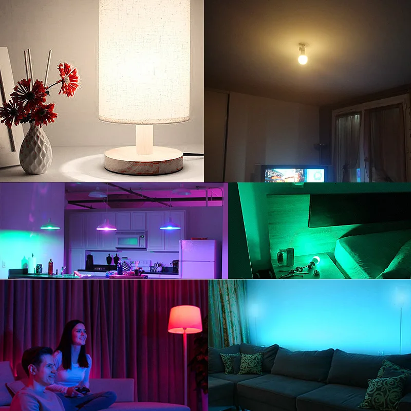 E27 B22 RGBW светодиодный лампы 4 Вт 7 10 15 110 В 220 лампада LED Сменные Красочные RGB