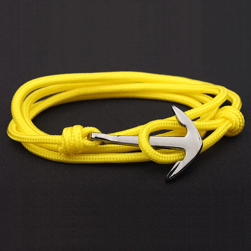 2-5 Adjustable Paracord Anchor Bracelet Woman Men Charm Bracelets Alloy Anchor Nylon Rope Chain Armband Vintage Bracelets& Bangles - Окраска металла: 2-5
