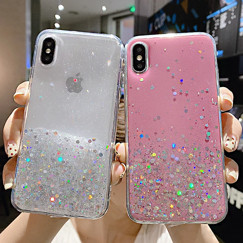 Блестящий блестящий чехол с блестками для XiaoMi 8 SE LITE 5X 6MIX2 прозрачный эпоксидной