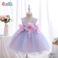 outong flower girls wedding party kids princess removable appliques for 1st birthday summer dress new cute baby girls dresses