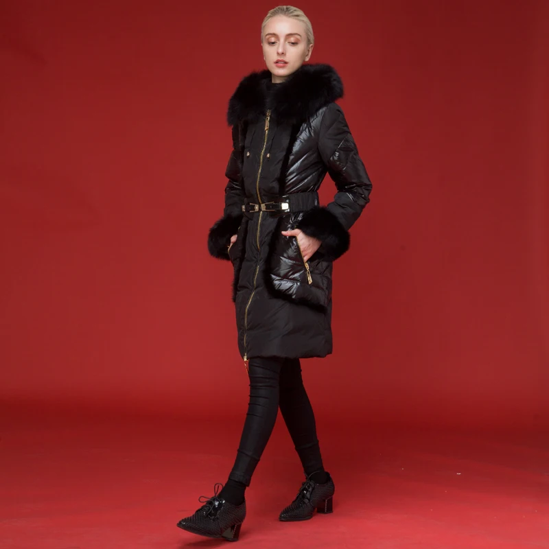 Royalcat Brand 2021 winter new Jacket Women White duck Down Jackets thickened Fur Hood down Coat medium length Women's Parka | Женская