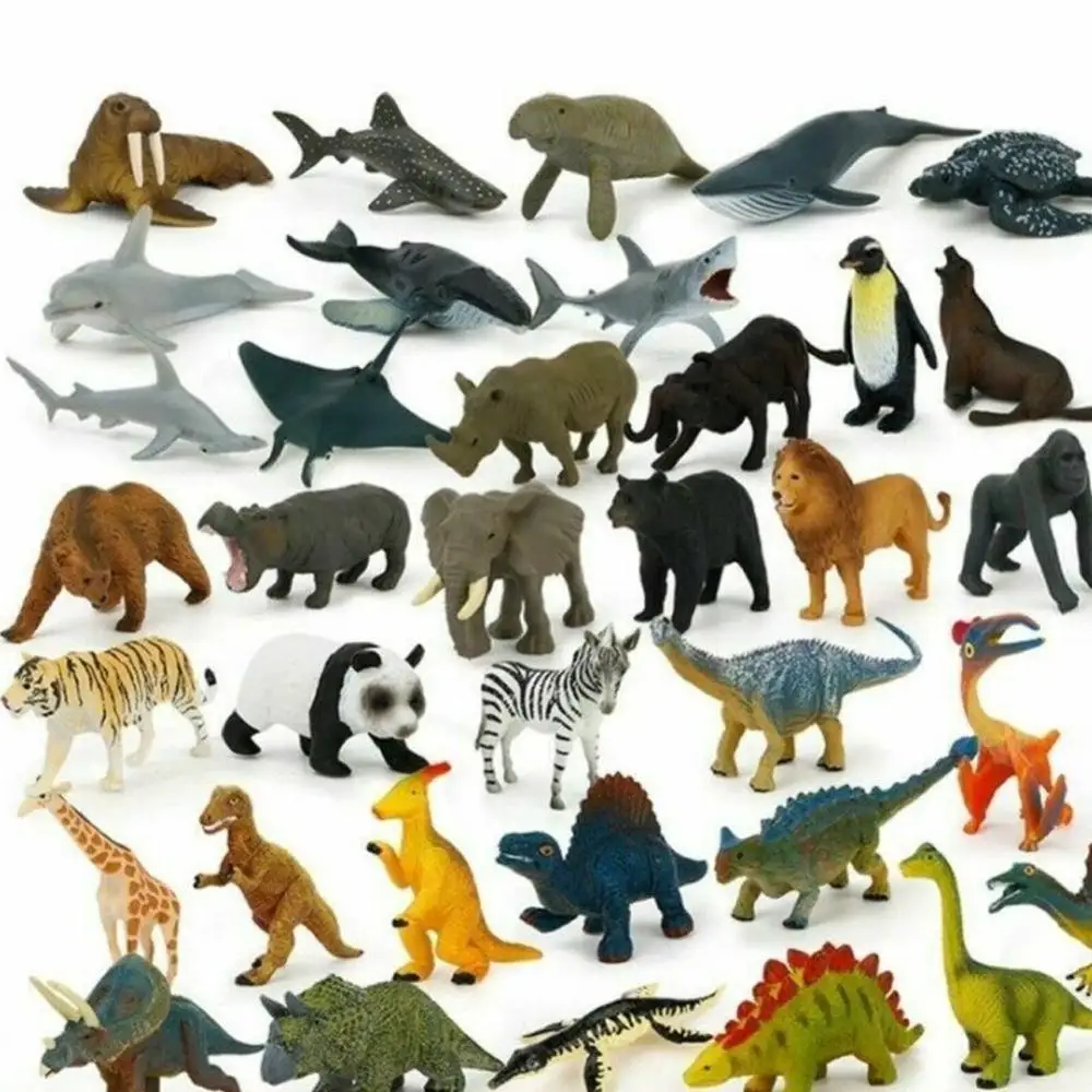Juego de 12 unids/set de personajes de acci&oacute;n, modelo Zoo, Animal de simulaci&oacute;n de dibujos animados, juguete de colecci&oacute;n de pl&aacute;stico bonito-4