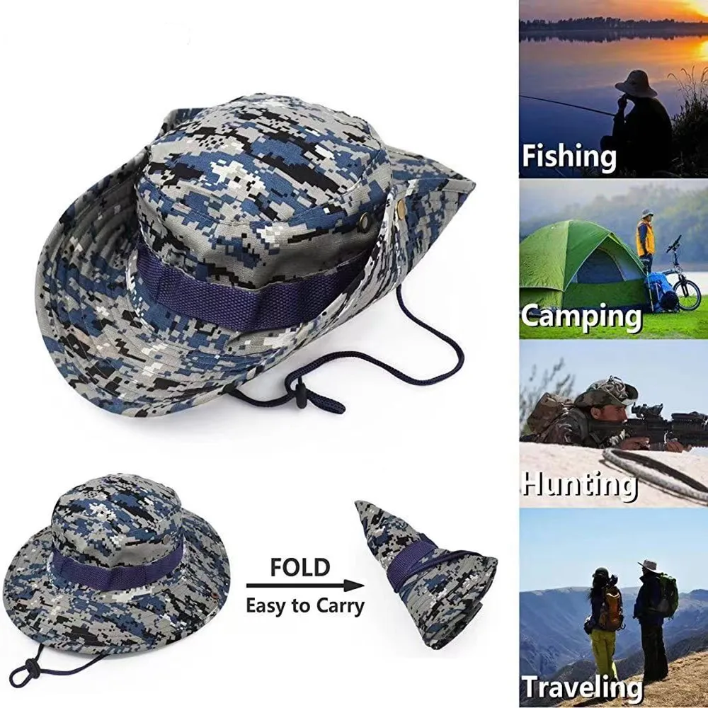 Satılık Balıkçılık Kova şapka Erkekler Kadınlar Boonie şapka UV Koruma Kamuflaj Kap Taktik Açık Güneş şapkası