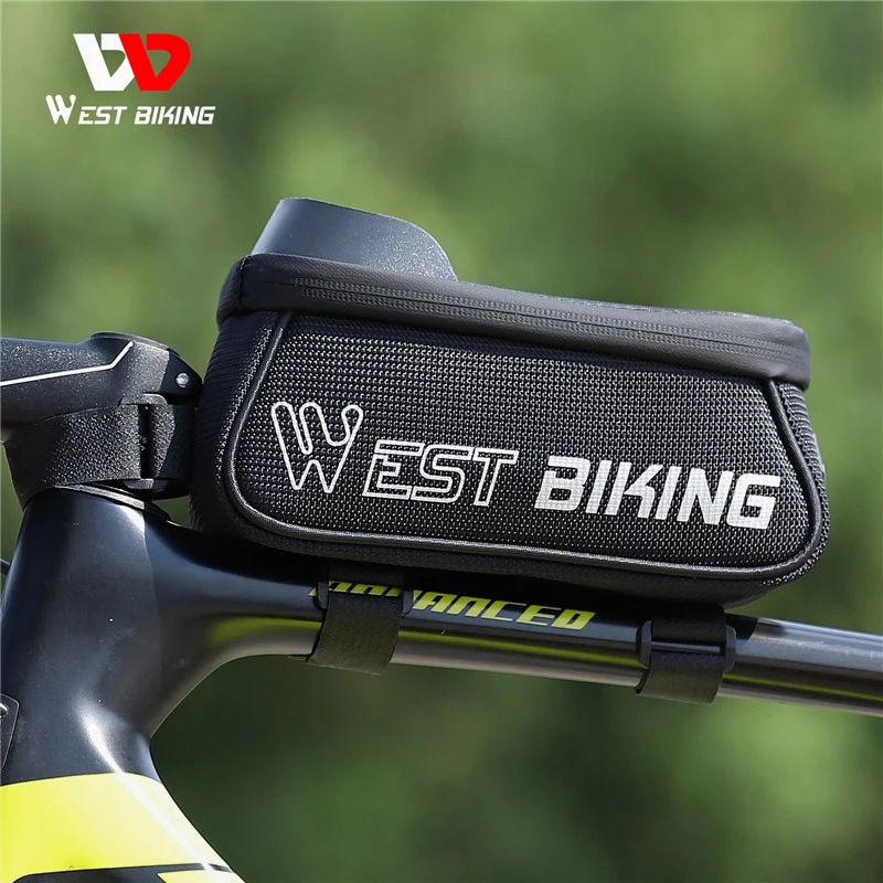 west biking bicycle bag rainproof 6 9inch phone case touchscreen mtb road bike pannier reflective frame bag cycling accessories free global shipping