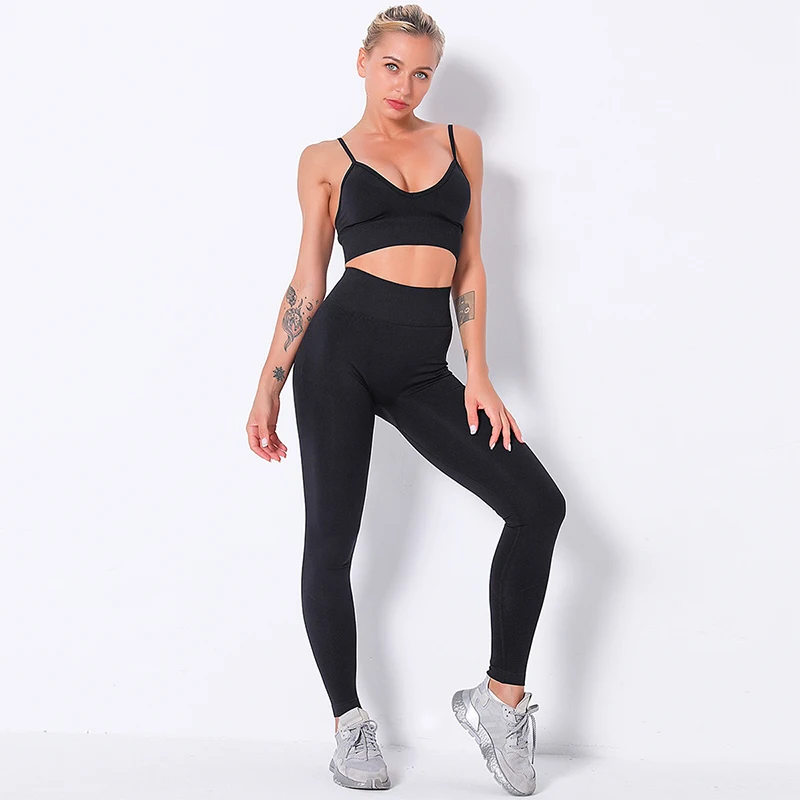 

LEEMIIJUU 2 Piece Set Women Yoga Set Sport Wear Women Set Workout Clothes Gym Clothing Sport Suit Women Sports Bra Yoga Pants