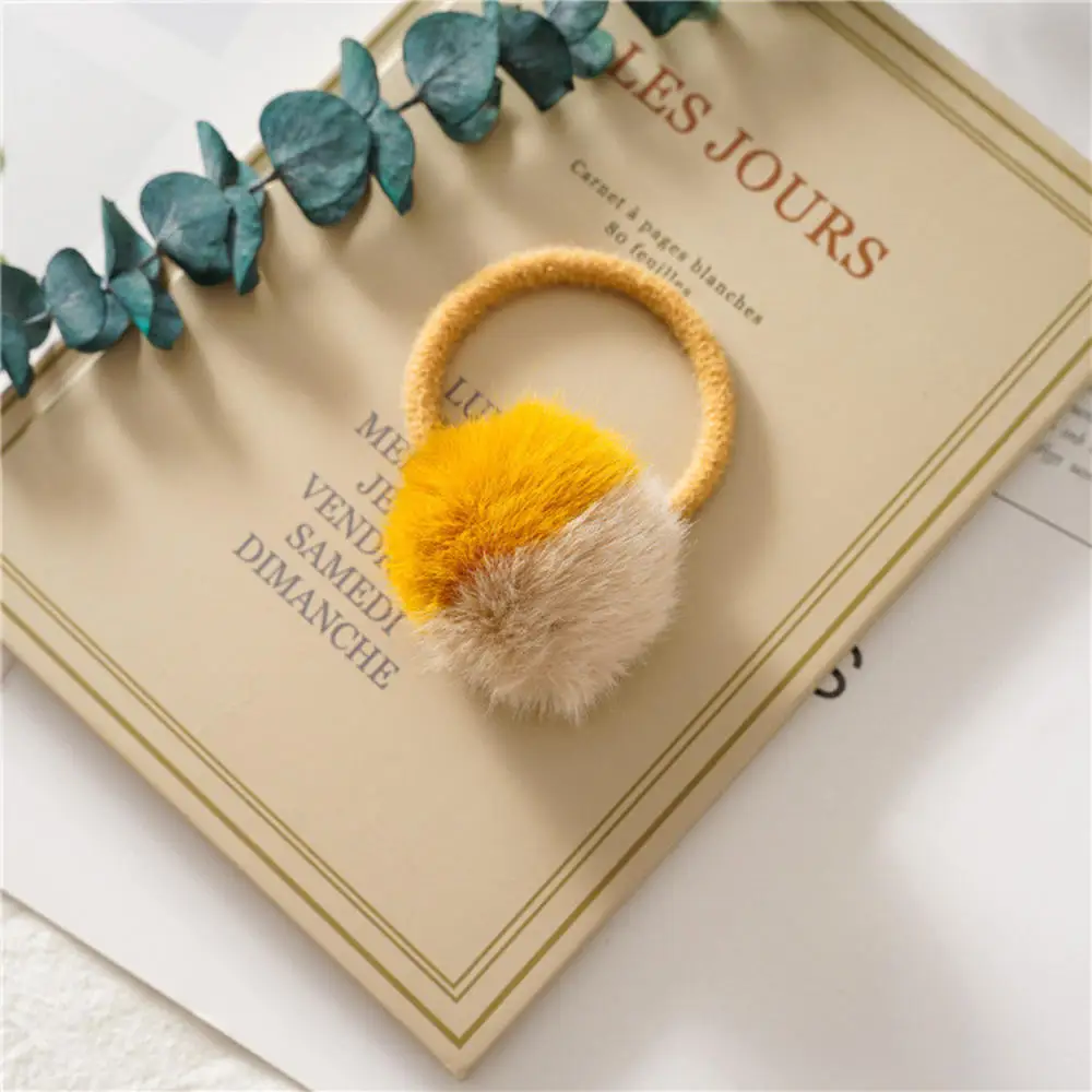 

Women New Winter Soft Fur Ball Hair Rope Wild Elastic Rubber Band Ladies Candy-colored Plush Head Rope Hair Accessories