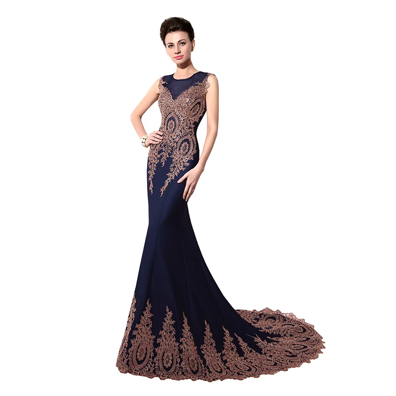 Robe De Soiree реальные фотографии королевский синий Русалка размера плюс вечерние платья арабский Иллюзия Кружева Длинные Формальные женские вечерние платья XSU028