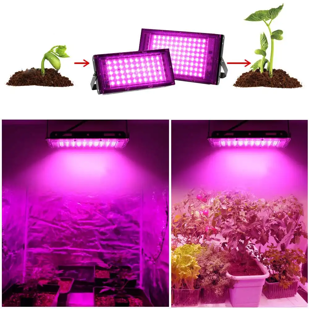 

50/100W LED Grow Light Plant Phytolamp Hydroponics Greenhouse Tent AC220V Full Spectrum Floodlight for Flowers Seedlings Box