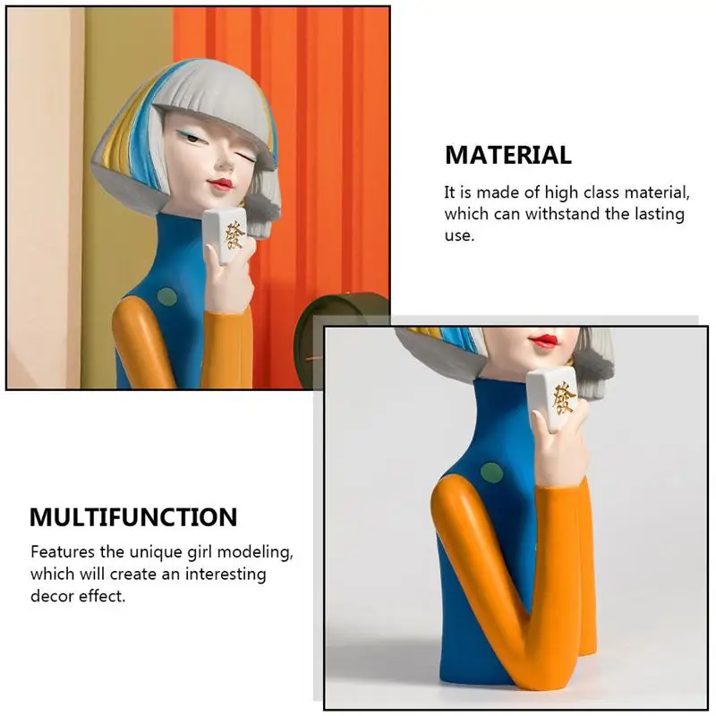 

1pc Northern European Modern Girl Figurine Ornaments Resin Decoration Craft Delicate Girl Tray Model Desktop Decoration