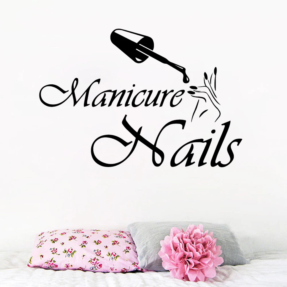 

Fashion Vinyl Wall Decal Nails Salon Design Wall Stickers Interior Manicure for Beauty Salon Window Decoration sticker