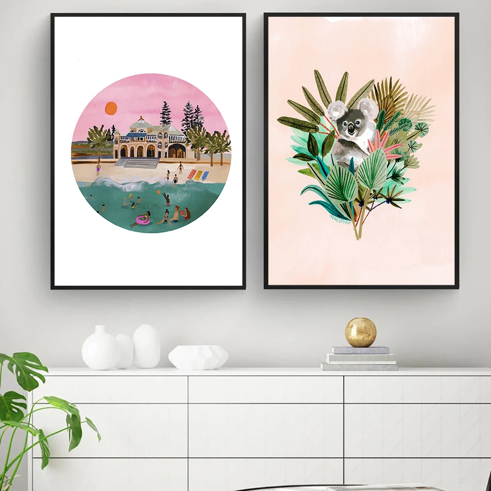 Акварель марокканская дверь винтажный постер коридор архитектура