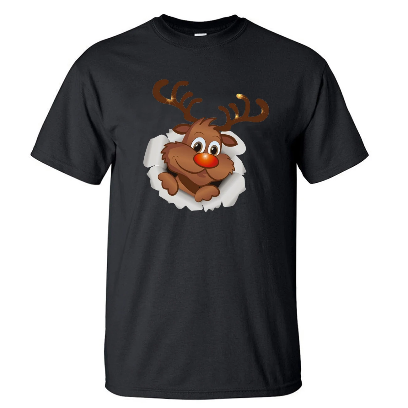 Рождественская футболка для мужчин новый год Веселый Рудольф олень Санта Клаус