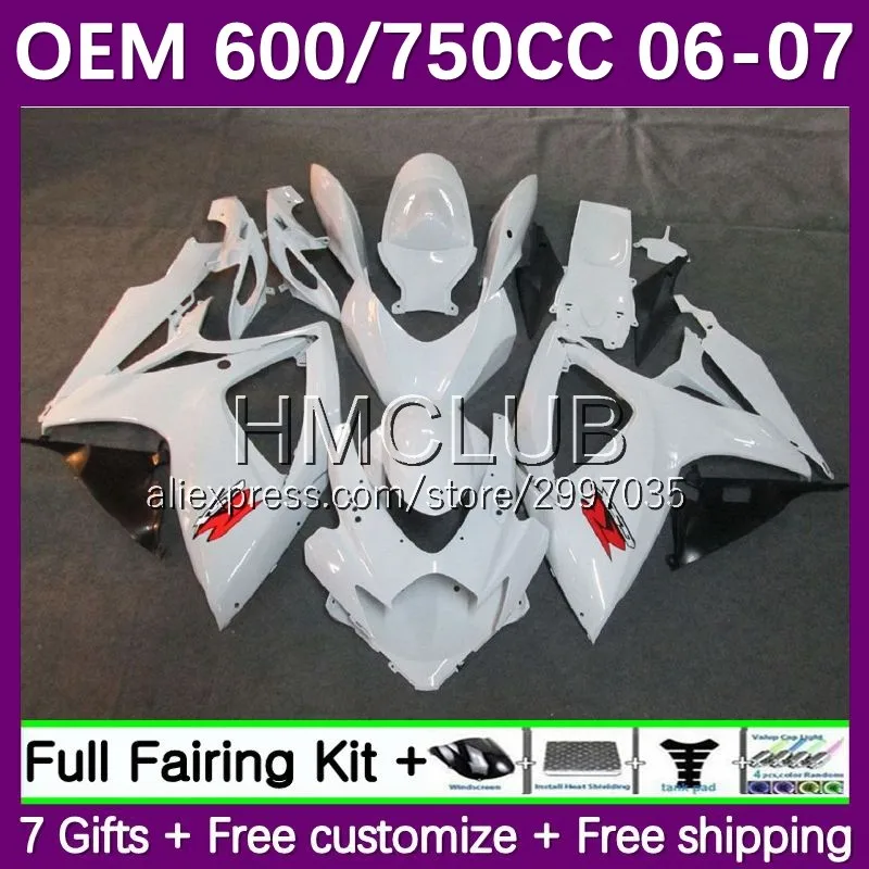 

Инъекция K6 для SUZUKI GSXR 600CC 600 750 CC GSXR750 13No.16 GSXR600 Глянцевая белая бриллиант 2006 2007 бриллиант 06 07 обтекатель OEM