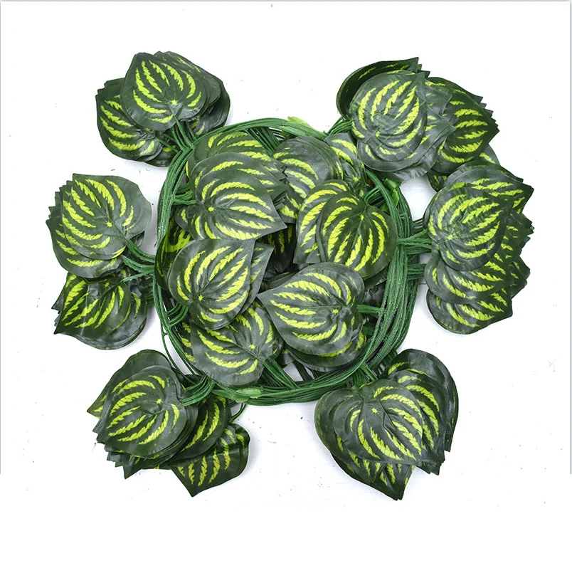 

12pcs 2M Ivy green Fake Leaves Garland Plant Vine Foliage Home Decor Plastic Rattan string Wall Decor Artificial Plants