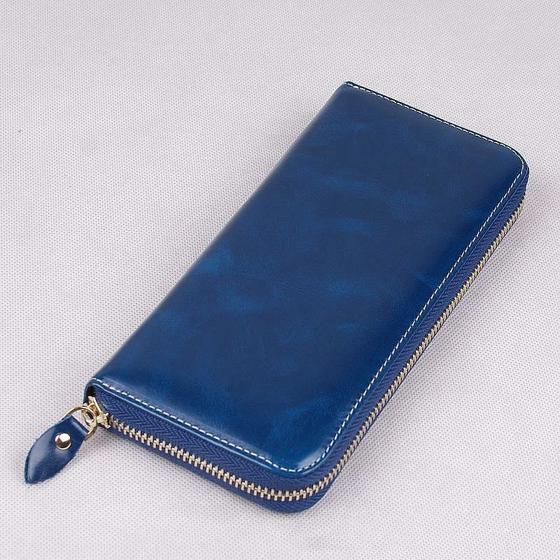 Мужской Длинный кошелек ручной работы из натуральной кожи с натуральным лицевым