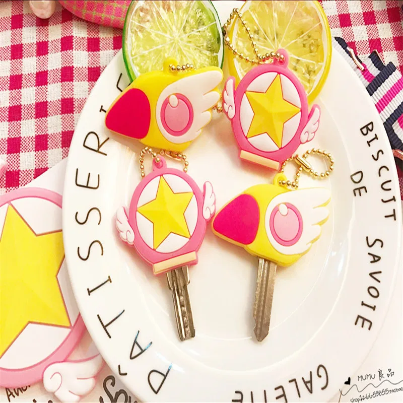 Anime Sailor Moon Keychain Cosplay Card Captor Sakura Keyring Girls Keychains Rubber Key Pendant Protective Case | Тематическая