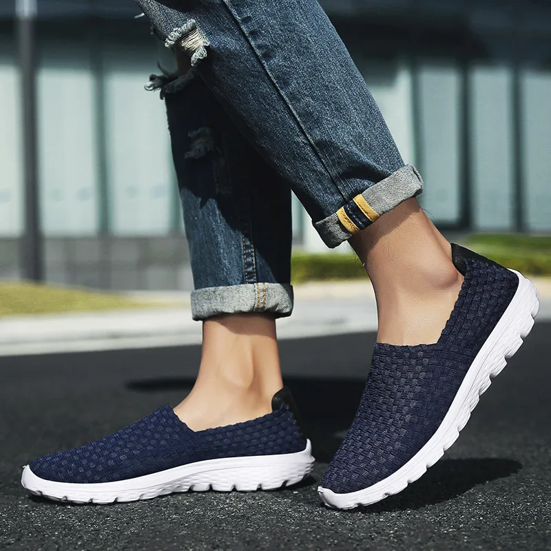 

LEMAI Woven Men's Casual Shoes Men Summer Mesh Flats Loafer Comfortable Breathable Sports Running Sneakers for Man and Women