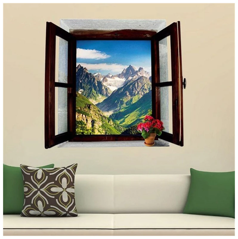 3D картина на окно пейзаж Декор для дома настенная наклейка роспись арт США | Дом и