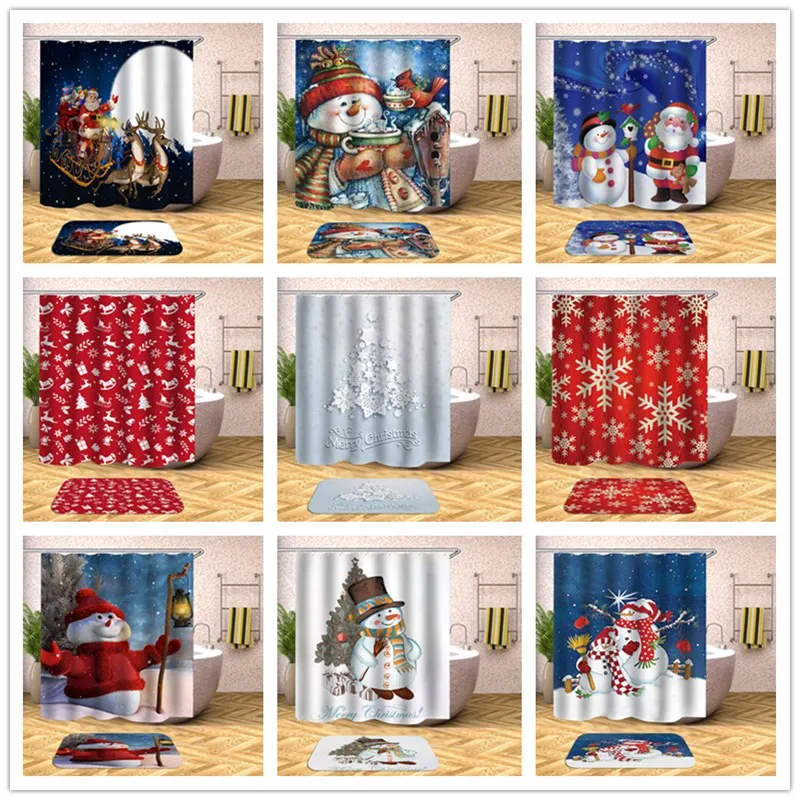 Рождественские занавески для ванной домашний декор зимняя Снежинка снеговик