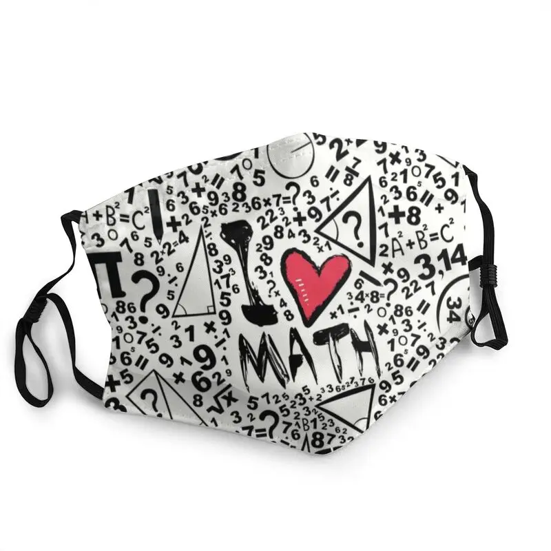 

I Love Math Pattern Mask Reusable Men Geek Mathematics Teacher Mouth Face Mask Anti Haze Dust Protection Respirator Mouth-Muffle