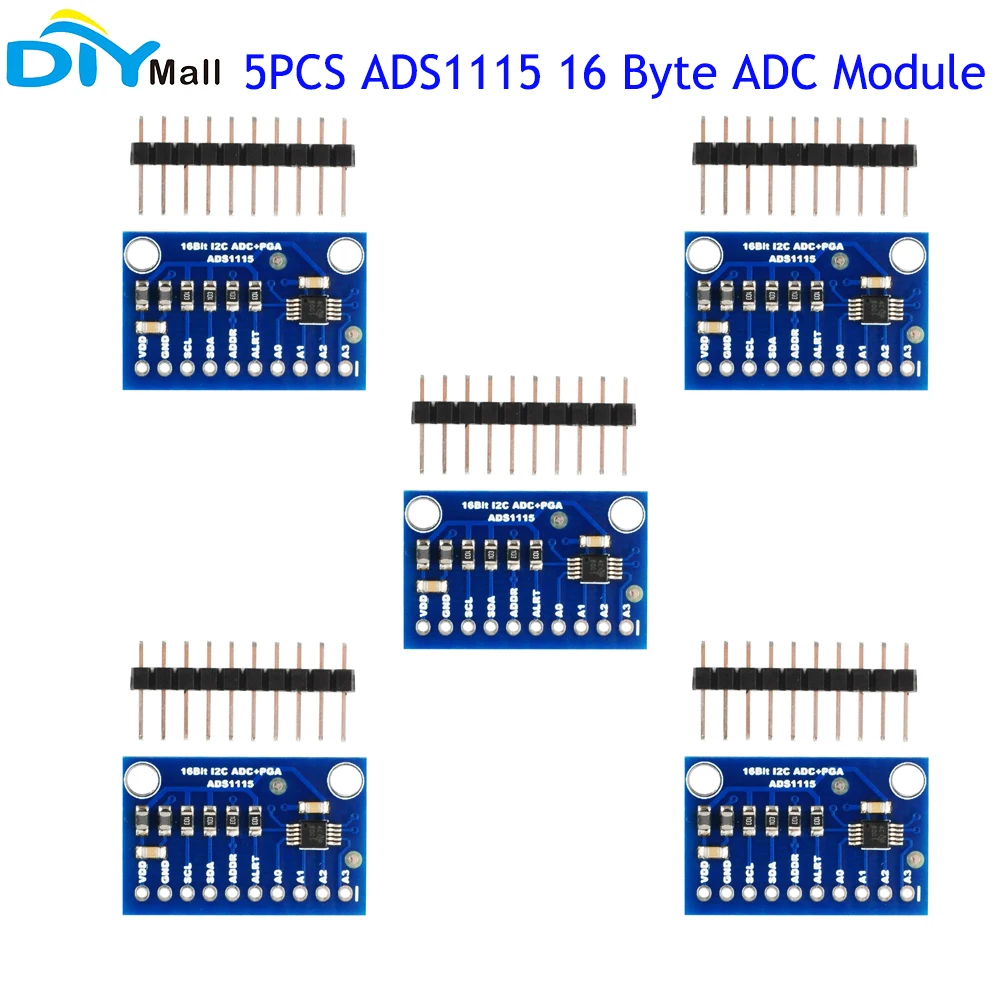 

5PCS ADS1115 Super Mini 16 Byte ADC Module Precision Analog-to-Digital Converter Development Board