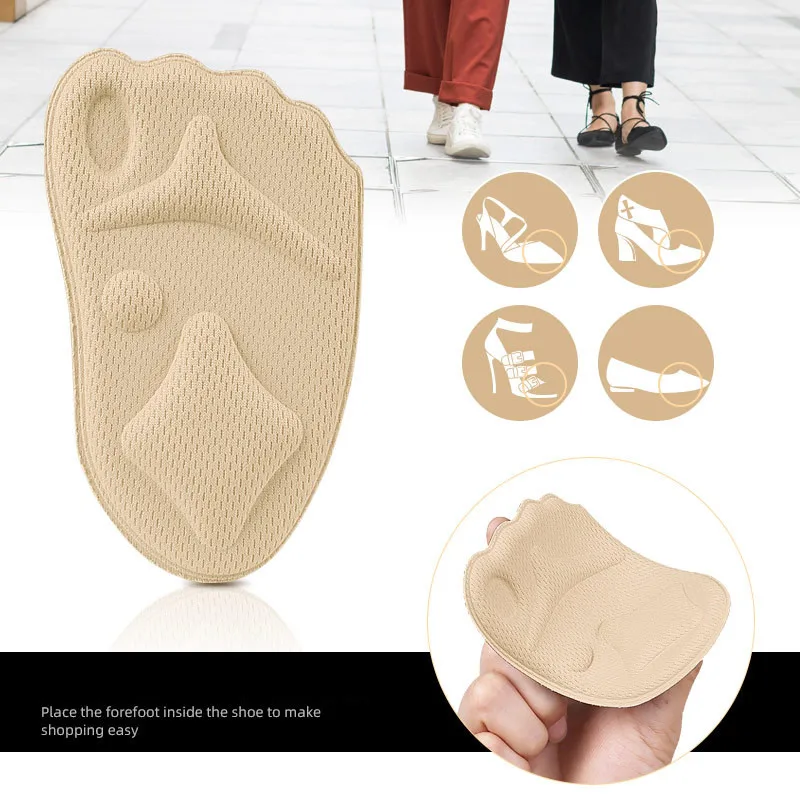 4D Sponge Forefoot Pad High Heel Insole Anti-pain Pad Sweat-absorbent Breathable Non-slip Shoe Pad Comfortable Adjustable Size